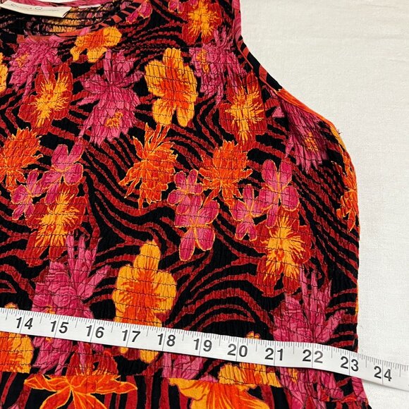 French Laundry XL Maxi Dress Floral Sleeveless Smocked Chest Tropical Boho Festi - Picture 6 of 10